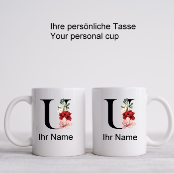 Tasse mit Monogramm Buchstabe U